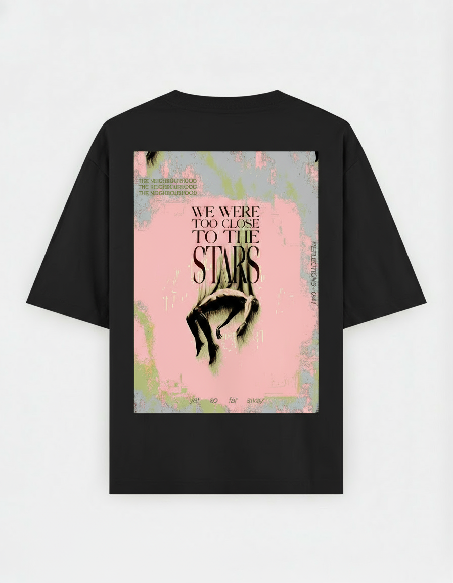 Black t-shirt back view with print