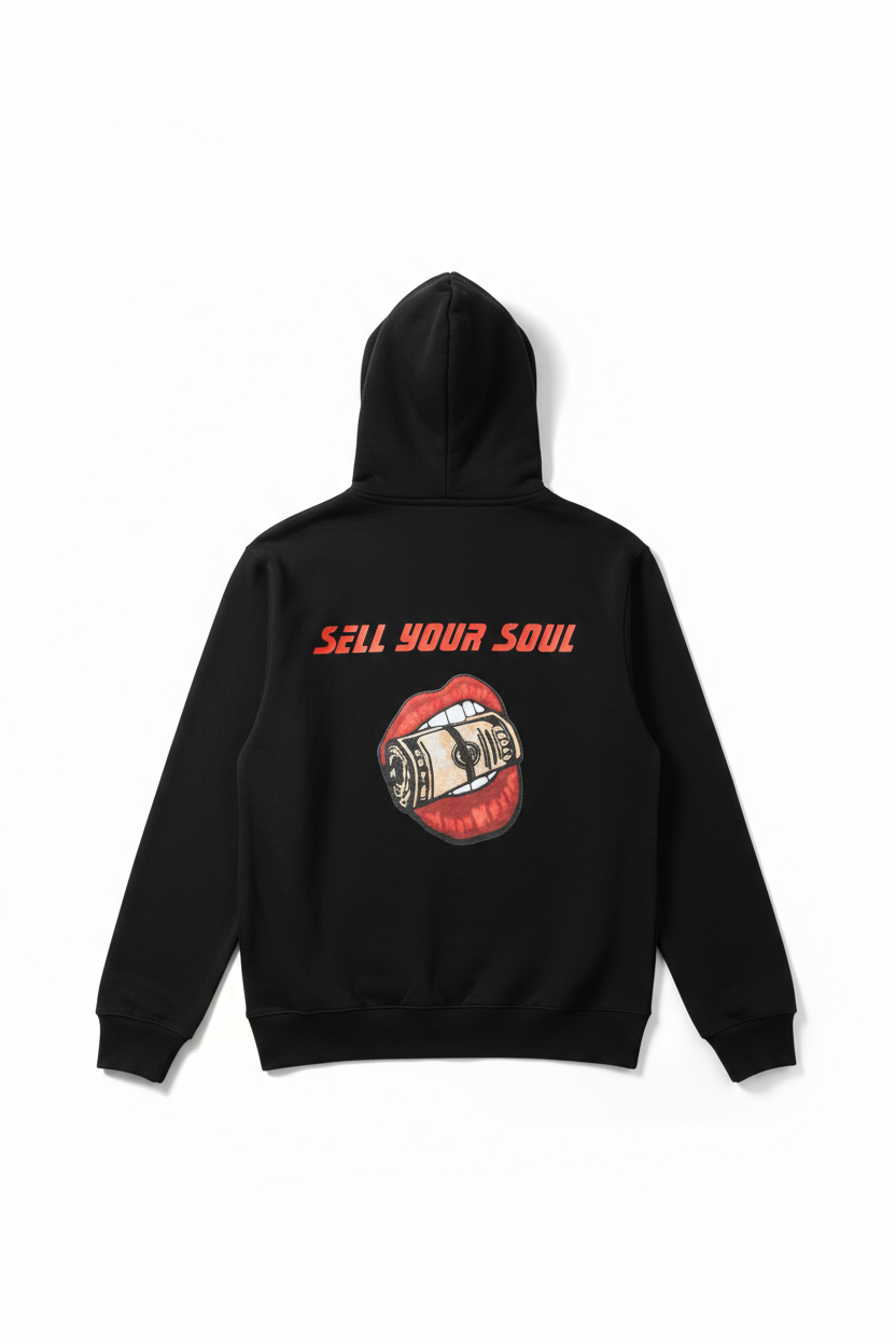Sell Your Soul Hoodie Back View - Sleeves Hanging